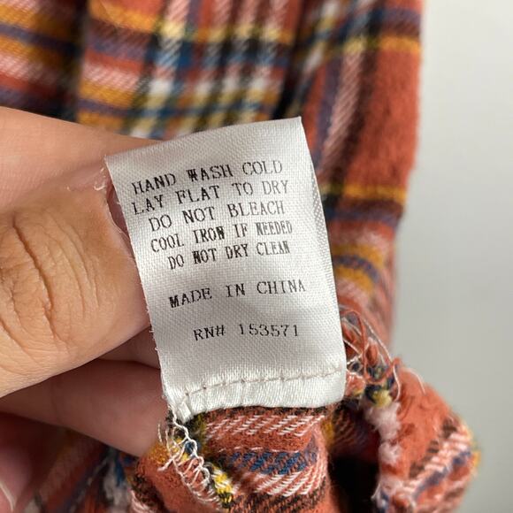 Oli & Hali Mixed Plaid Patchwork Flannel Tunic Henley Top Women's Large Boho - Picture 6 of 9